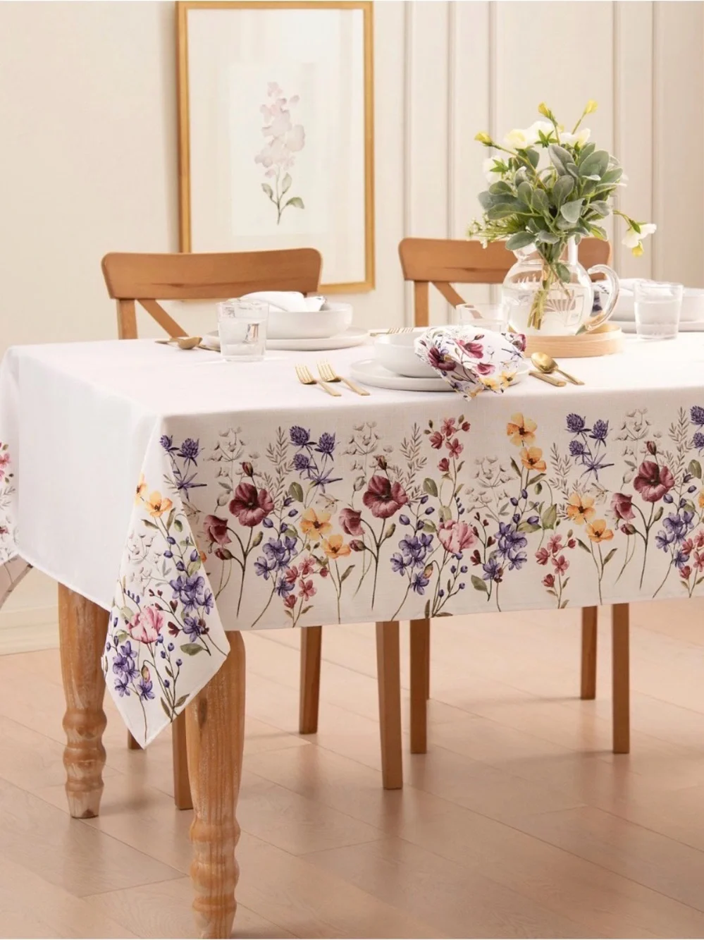 Poppy Wildflower Border Tablecloth 60